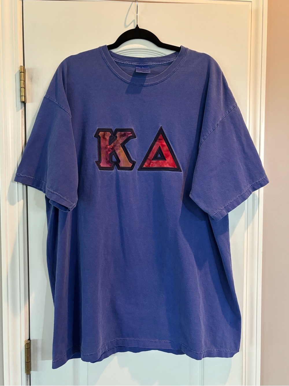 Kappa Delta Purple Graphic Tee with Red Embroidered Patch Letters -2XL